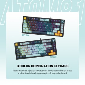 Fantech MIZU Edition MK875V2 - ATOM81, Pro Wired Mechanical Keyboard with RGB Lighting Sky Blue