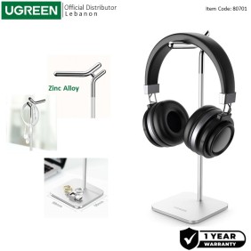 UGREEN Aluminum + Zinc Alloy Stand for Headset, Stable, Premium Quality & Smart Design - LP143 80701