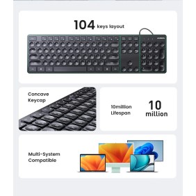 UGREEN USB Wired Keyboard, Durable and Comfort Design, for Windows & Mac - KU004 90875