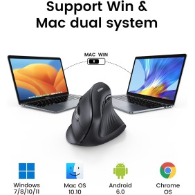 UGREEN Vertical Bluetooth and Silent Wireless Mouse, 4000DPI, Connect and switch Up to 3 Devices - MU008 25444