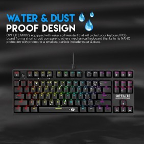 Fantech MK872RGB OPTIlite Optical Mechanical Switch Keyboard, Ultra-durable, spill-proof, RGB Lighting