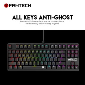 Fantech MK872RGB OPTIlite Optical Mechanical Switch Keyboard, Ultra-durable, spill-proof, RGB Lighting