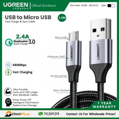 USB to Micro USB 2.4A Fast Charge & Data Cable - Nylon...