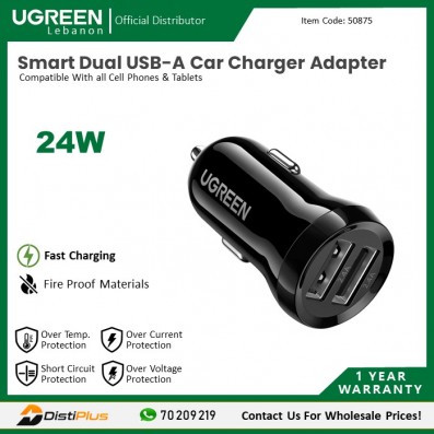 24W Dual USB Fast Car Charger For Phone and Tablet UGREEN...