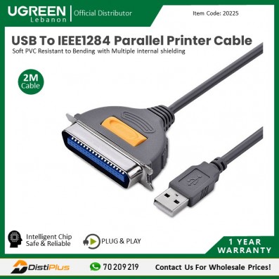 USB To IEEE1284 Parallel Printer Cable 2m Ugreen CR124 -...