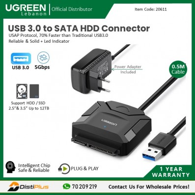 USB 3.0 to SATA Hard Driver Converter Cable UGREEN CR108...