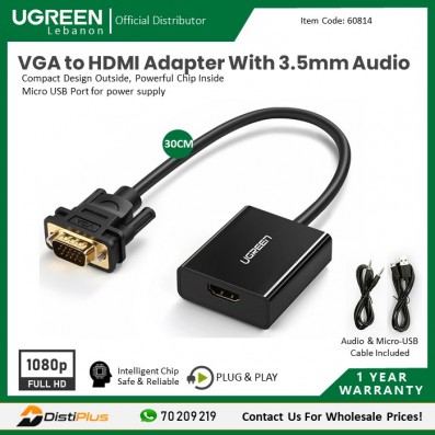 VGA to HDMI Adapter Cable With 3.5mm...