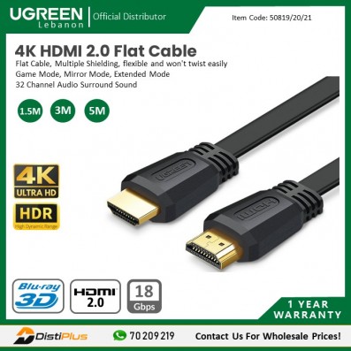 4K HDMI 2.0 Flat Cable UGREEN ED015 - 50819 - 50820 - 50821
