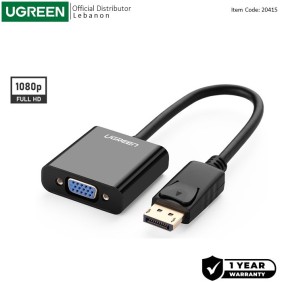 UGREEN Display Port Male to VGA Female Converter, Full HD Resolution - DP109 20415