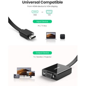 UGREEN Full HD HDMI Male to VGA Female Adapter Cable with 3.5mm Audio, Full HD Resolution - MM103 40248