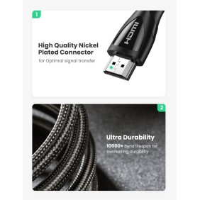 UGREEN 8K HDMI 2.1 Male to Male Braided Cable, Stable & ULTRA-Fast connection, Available in 1M, 2M, 3M, 5M - HD140