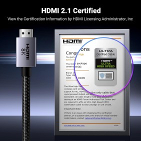 UGREEN Certified 8K HDMI 2.1 Male to Male Braided Cable, up to 244HZ, Designed for Game Lovers - HD171 25908 25911