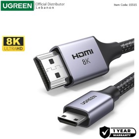 UGREEN 8K MINI HDMI to HDMI CABLE, HDMI 2.1 High Performance Transmission, 2M - HD163 15515