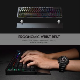 Fantech MK853 MAXPOWER, Pro Wired Mechanical Keyboard with RGB Lighting & Comfortable with wrist rest  White