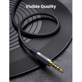 UGREEN 4-Pole HIFI AUX Cable, 3.5mm Male to Male, Mic Support, Available in 1M, 3M, 5M - AV183 10648 20785 90788