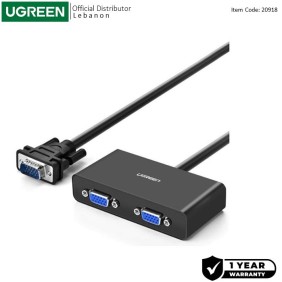 UGREEN VGA Splitter 1 in 2 Out Monitor (Duplicate Mode) - 40254 20918