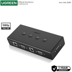 UGREEN 4 Ports VGA KVM Switch Box, Full HD, Control 4 PC’s Sharing Single Monitor and 4 USB-A Port - CM154 50280