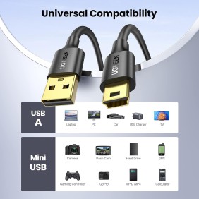 UGREEN USB 2.0 A Male to Mini USB 5Pin Male Cable, Available in 1M, 2M - US132 10355 30472