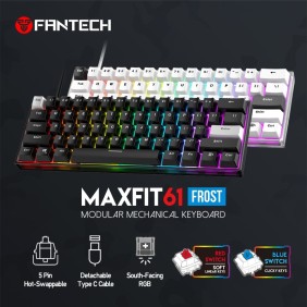 Fantech MK857 MAXFIT61, Wired Modular Mechanical Gaming Keyboard with RGB Lighting