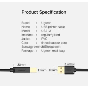 UGREEN Cable Printer USB 3.0, 2m Super Speed - US210 10372