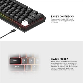 Fantech MK857 MAXFIT61, Wired Modular Mechanical Gaming Keyboard with RGB Lighting