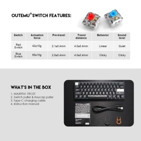 Fantech MK857 MAXFIT61, Wired Modular Mechanical Gaming Keyboard with RGB Lighting