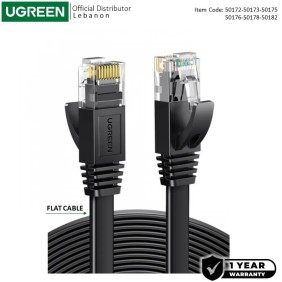 UGREEN RJ45 Cat6 Patch Cord Ethernet Flat Design Cable, Available in 0.5M, 1M, 2M, 3M, 5M, 10M, 30M - NW102