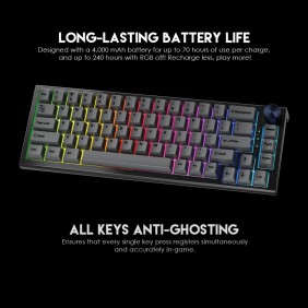 Fantech MK858 MAXFIT67, 3 Modes: Bluetooth, Wireless & Wired, Rechargeable Built-in Battery, Modular Mechanical Gaming Keyboard