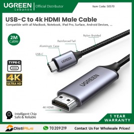 USB-C to 4k HDMI Braided Cable 1.5m Black Ugreen MM142 -...