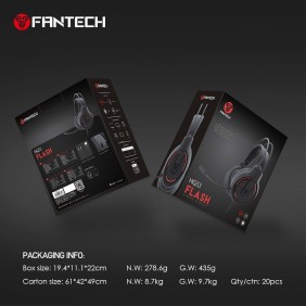 Fantech HQ53 FLASH Gaming Headset with LED Red Illumination and Crystal Clear Audio (Black)