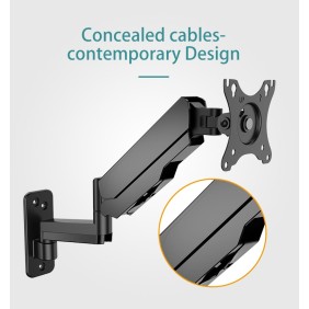 KALOC KLC-M520 Wall Mount Adjustable Single Monitor Arm with Internal Gas Spring technology, for Screens 17 to 35 Inches