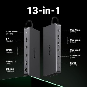 UGREEN REVODOK Pro 313 Triple Display 13-IN-1 USB-C HUB Docking Station Adapter - CM681 15978