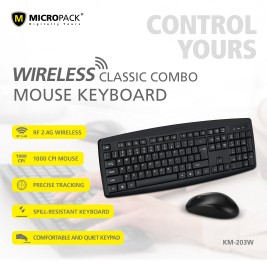 Micropack KM-203W Classic Wireless Combo Keyboard & Mouse