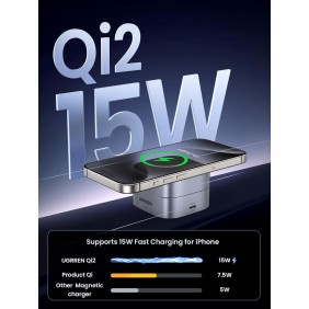 UGREEN 2-in-1 Magnetic  Wireless Charger for IPhone + AirPods, MagFlow Qi2 Magnetic Foldable Charging Station - W702 35316