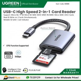USB-C High Speed 2-in-1  Card R+A84:T84 Reader ugreen...