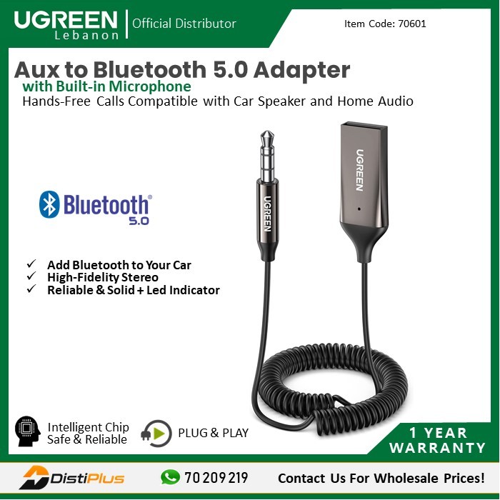 UGREEN Bluetooth Receiver for Car 5.0, Car Bluetooth Aux Adapter