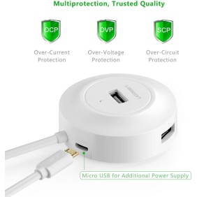 UGREEN USB 2.0 to 4- Port USB 2.0 Hub, with Power Port, Stable Transmission, 1M Cable, Data Transfer up to 480Mbps - CR106 20277