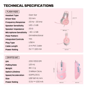 Fantech P51 Gaming Set 5in1: Keyboard + Mouse + Mousepad + Headset + Stand Headset, RGB Lighting, Gaming Bundle (Pink)