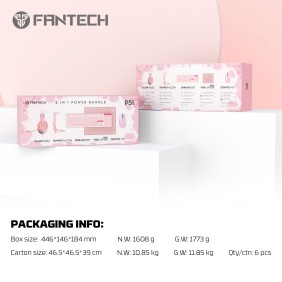 Fantech P51 Gaming Set 5in1: Keyboard + Mouse + Mousepad + Headset + Stand Headset, RGB Lighting, Gaming Bundle (Pink)