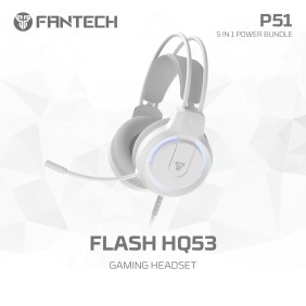 Fantech P51 Gaming Set 5in1: Keyboard + Mouse + Mousepad + Headset + Stand Headset, RGB Lighting, Gaming Bundle (White)