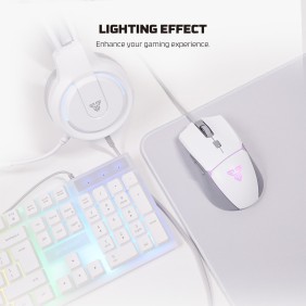 Fantech P51 Gaming Set 5in1: Keyboard + Mouse + Mousepad + Headset + Stand Headset, RGB Lighting, Gaming Bundle (White)