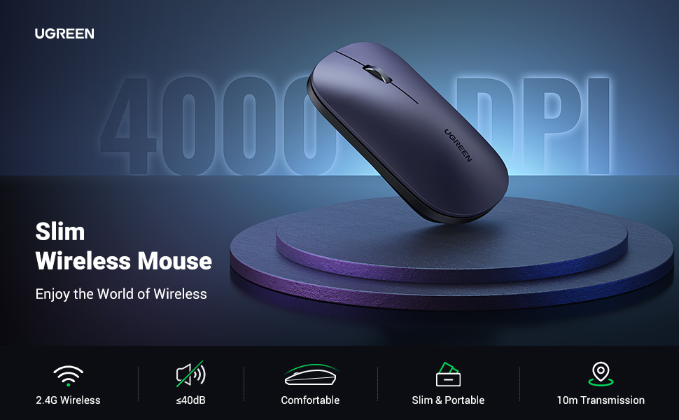 1 - Ugreen 4000 DPI Silent 2.4GHZ Wireless Mouse